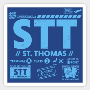 Vintage St. Thomas STT Airport Code Travel Day Retro Travel Tag USVI Magnet